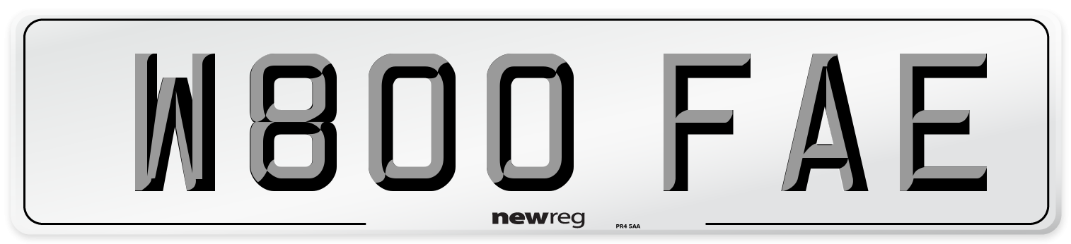 W800 FAE Number Plate from New Reg
